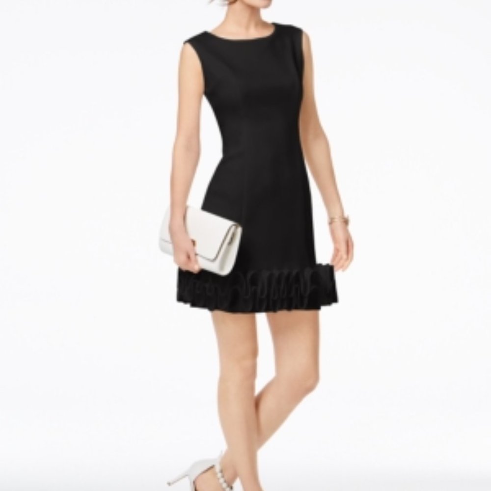 Donna Ricco Ruffle-Hem Sheath Dress